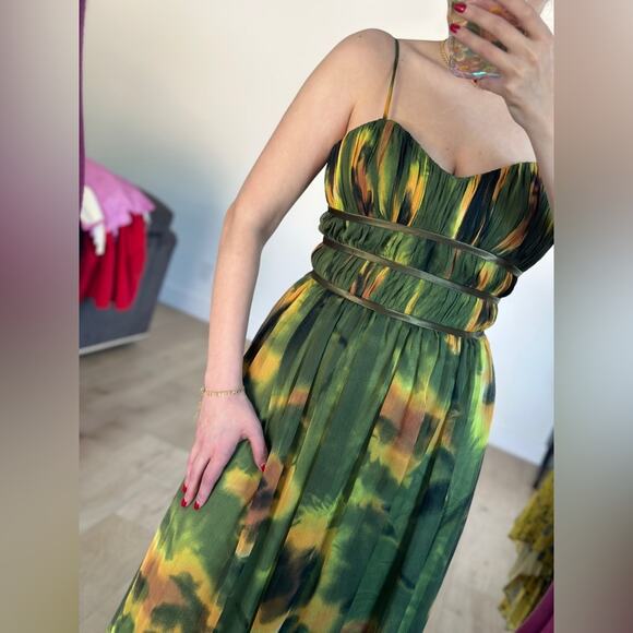 Aidan Mattox green sunflower floral dress size 4, worn once - Picture 8 of 9